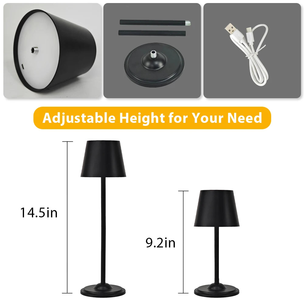 Rechargeable RGB Table Lamp with 3 Mode Dimmable & Color-Changing Lights, Portable Cordless Bedside Light for Bedroom Gaming Dec