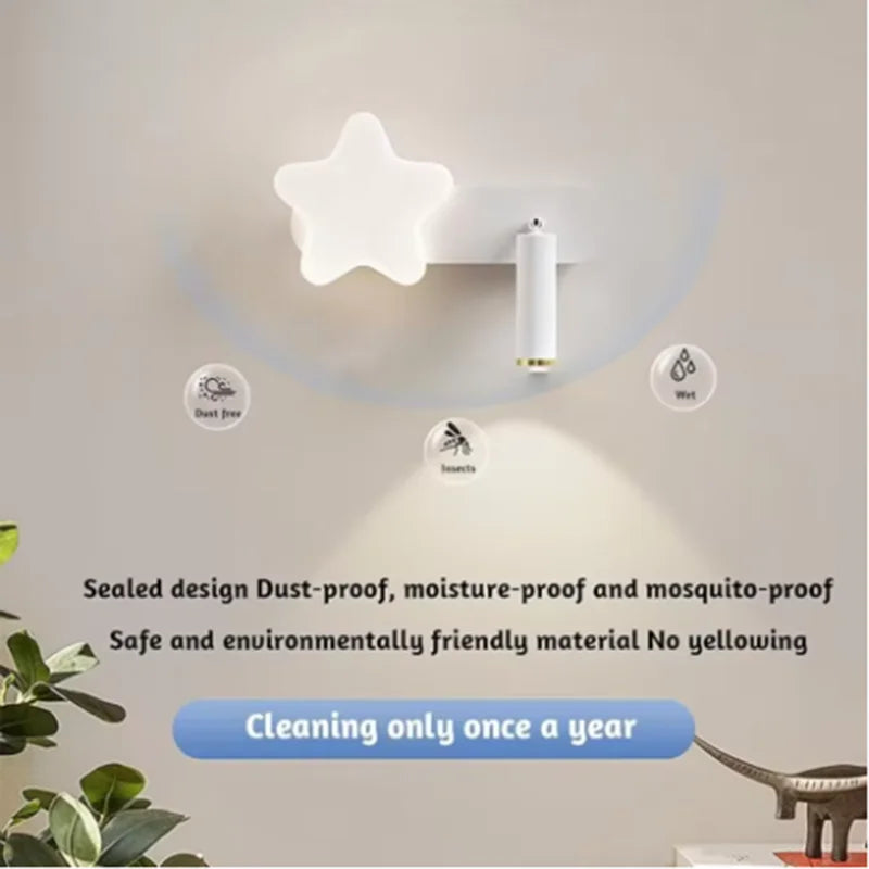 LED Star Wall Light Dimmable with Remote Control  Rotatable 180° Reading Lamp Modern White Wall Room decoration