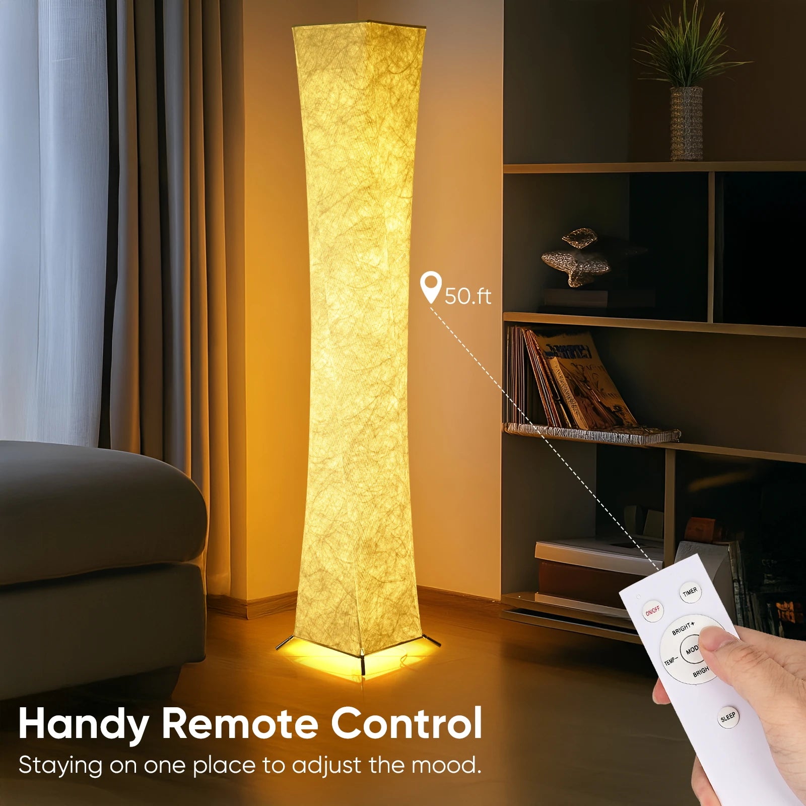 Soft Light Floor Lamp, 52" Simple Design Morden Slim Warm Light 3000K LED Tyvek Fabric Shade Standing Lamp for Living Room Bedro