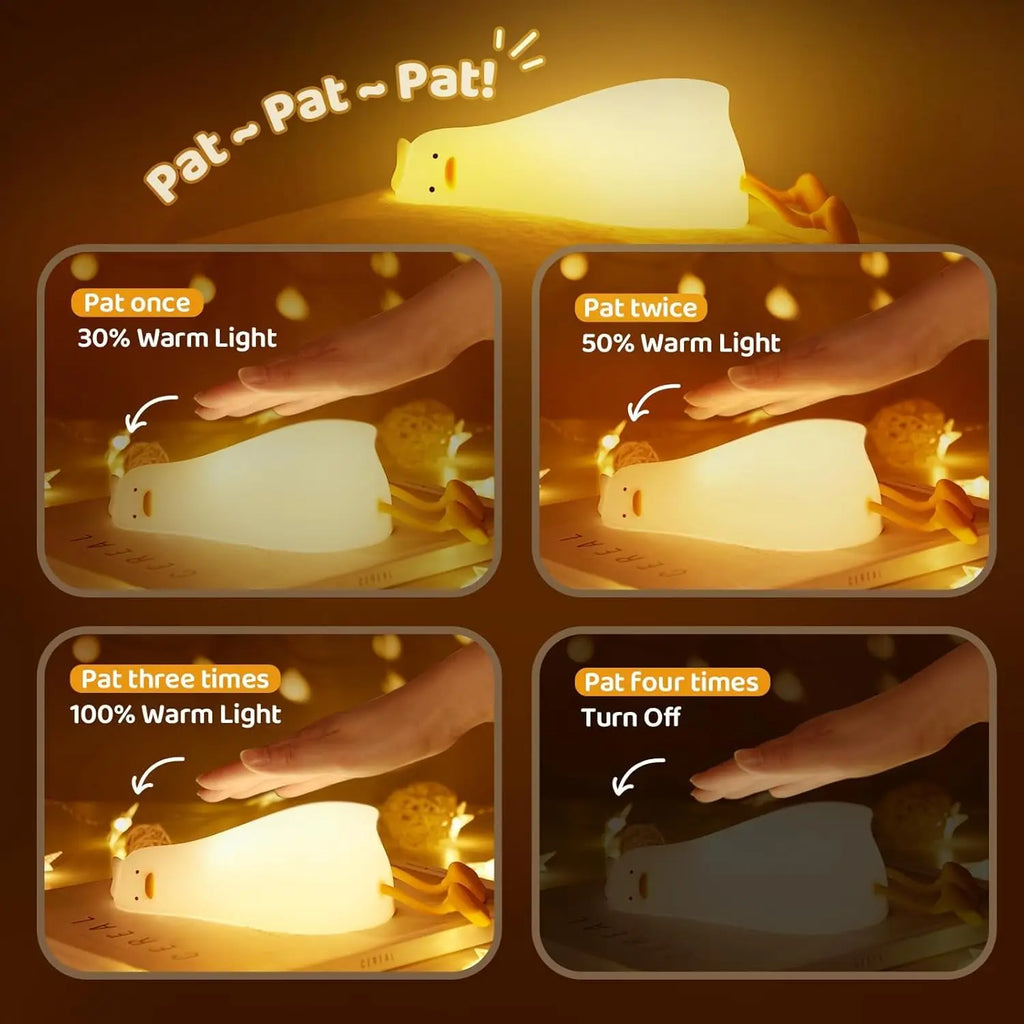 Cute Duck Night Light, 3 Brightness Levels & 30-Min Timer, Soft Silicone Phone Holder, Safe Gift for Baby, Kids, Adults